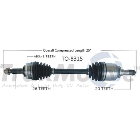 Surtrack Axle Cv Axle Shaft, To-8315 TO-8315